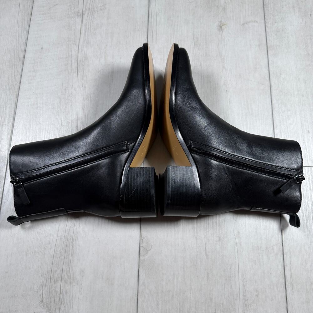 Everlane The City Boot in Black Leather sz 9 Women's Side Zip Block Heel Ankle - Picture 7 of 8